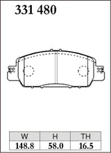 Dixcel Z Type Brake Pads - Front - Z 331 480 - pad shape diagram