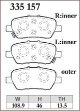 Dixcel M Type Brake Pads - Rear - Honda Elysion RR4 (2007 on) - pad shape diagram