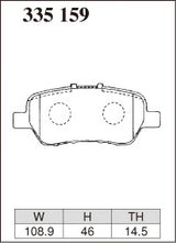 Dixcel M Type Brake Pads - Rear - Honda Stepwgn RG3 (2005-2009) - pad shape diagram