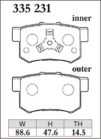 Dixcel S Type Brake Pads - Rear - Honda Stepwgn RG3 (2009-2015) - pad shape diagram