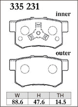 Dixcel ES Type Brake Pads - Rear - Honda Stepwgn RG3 (2009-2015) - pad shape diagram