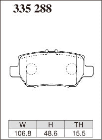 Dixcel M Type Brake Pads - Rear - Honda Legend KB1 - pad shape diagram