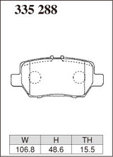 Dixcel M Type Brake Pads - Rear - Honda Legend KB1 - pad shape diagram
