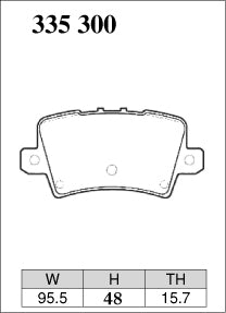 Dixcel ES Type Brake Pads - Rear - Honda Civic Type R FN2 - pad shape diagram