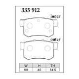 Dixcel ES Type Brake Pads - Rear - S660 JW5 - pad shape diagram