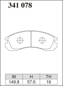 Dixcel M Type Brake Pads - Front - Mitsubishi Lancer Evolution CZ4A (Evo.X RS (16inch)) - pad shape diagram