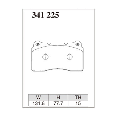 Dixcel ES Type Brake Pads - Front - Civic FK2 FK8 FL5, Evo CP9A CT9A CZ4A - pad shape diagram