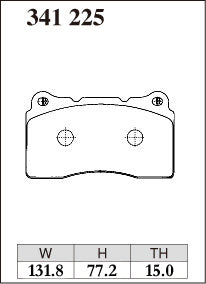 Dixcel ES Type Brake Pads - Front - Honda Civic Type R FL5 - pad shape diagram