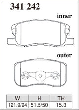 Dixcel M Type Brake Pads - Front - Mitsubishi Colt Z27A (NA (Rear DRUM); TURBO (Rear DISC)) - pad shape diagram