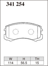Dixcel R01 Type Brake Pads - Front - Mitsubishi Colt Z27A - pad shape diagram