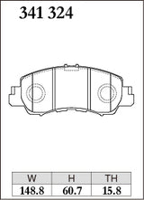 Dixcel ES Type Brake Pads - Front - ES 341 324 - pad shape diagram