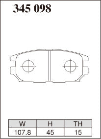 Dixcel Z Type Brake Pads - Rear - Mitsubishi GTO Z15A (1995-2000) - pad shape diagram