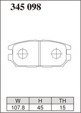 Dixcel ES Type Brake Pads - Rear - Mitsubishi Lancer Evolution CN9A (EVOLUTION IV) - pad shape diagram
