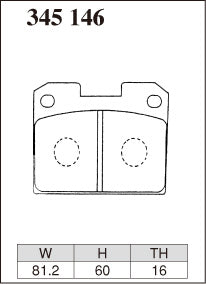 Dixcel Z Type Brake Pads - Rear - Mitsubishi GTO Z16A (1992-2000) - pad shape diagram