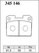 Dixcel M Type Brake Pads - Rear - Mitsubishi GTO Z15A (1994-1995) - pad shape diagram