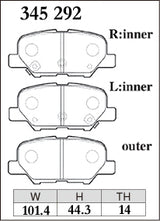 Dixcel ES Type Brake Pads - Rear - Mazda Atenza GJ5FW (2012-2019) - pad shape diagram