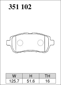 Dixcel RE Type Brake Pads - Front - Suzuki Swift ZC53S - pad shape diagram