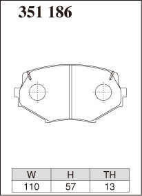 Dixcel RA Type Brake Pads - Front - Mazda MX5 NB6C - pad shape diagram
