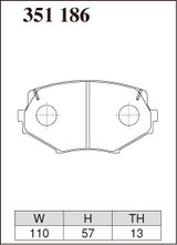 Dixcel ES Type Brake Pads - Front - Mazda MX5 NB8C (other) - pad shape diagram