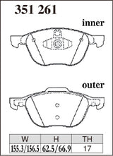 Dixcel Specom Beta Type Brake Pads - Front - Mazda Axela BK3P - pad shape diagram