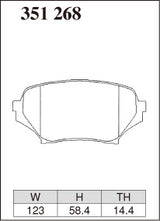 Dixcel Specom Alpha Type Brake Pads - Front - Mazda MX5 NB8C - pad shape diagram