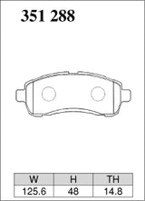 Dixcel M Type Brake Pads - Front - Mazda Mazda2 DE5FS (15C (14/15inch wheel)) - pad shape diagram