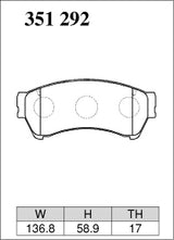 Dixcel ES Type Brake Pads - Front - Mazda Atenza GH5AW - pad shape diagram