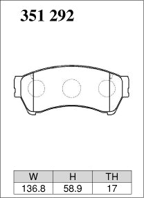 Dixcel ES Type Brake Pads - Front - Mazda Atenza GH5FS - pad shape diagram