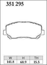Dixcel M Type Brake Pads - Front - Mazda CX5 KE5AW - pad shape diagram