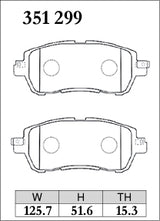 Dixcel Z Type Brake Pads - Front - Mazda Demio DJ3FS - pad shape diagram