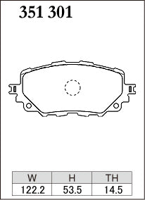 Dixcel Specom Beta Type Brake Pads - Front - Mazda MX5 NB8C (S/NR-A; S/V; RS) - pad shape diagram