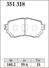 Dixcel ES Type Brake Pads - Front - Mazda Atenza GJ2FP - pad shape diagram