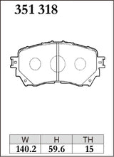 Dixcel M Type Brake Pads - Front - Mazda Atenza GJ2FW - pad shape diagram