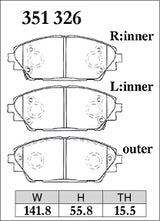 Dixcel Z Type Brake Pads - Front - Mazda Mazda3 BL3FW - pad shape diagram