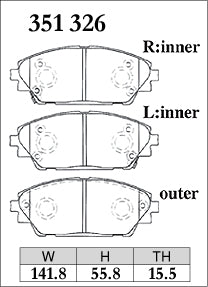 Dixcel M Type Brake Pads - Front - Mazda CX3 DK5AW - pad shape diagram