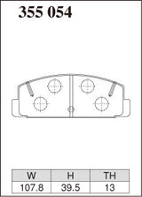 Dixcel Z Type Brake Pads - Rear - Mazda Mazda6 GG3P (2002-2008) - pad shape diagram