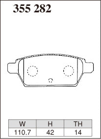 Dixcel ES Type Brake Pads - Rear - Mazda Mazda6 GG3P (2005-2008) - pad shape diagram