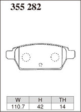 Dixcel M Type Brake Pads - Rear - Mazda Atenza GH5FW (2008-2012) - pad shape diagram