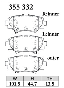 Dixcel M Type Brake Pads - Rear - Mazda Axela BM2FS (2013 on) - pad shape diagram
