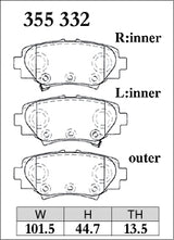 Dixcel ES Type Brake Pads - Rear - Mazda Mazda3 BL3FW (2013 on) - pad shape diagram