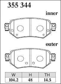 Dixcel Z Type Brake Pads - Rear - Mazda Atenza GJ2FW (2012-2019) - pad shape diagram