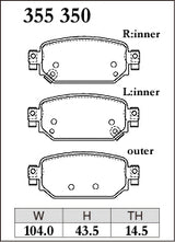 Dixcel M Type Brake Pads - Rear - Mazda Axela BM2FS (2016 on) - pad shape diagram