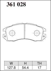 Dixcel M Type Brake Pads - Front - Subaru Impreza GF8 (1992-1994) - pad shape diagram