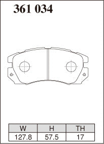 Dixcel M Type Brake Pads - Front - Subaru Impreza GF8 (A-C; B; Ver.II (C)) - pad shape diagram