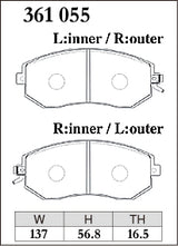 Dixcel RE Type Brake Pads - Front - Subaru Legacy BR9 (2.5i / 2.5i L Package B) - pad shape diagram