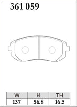 Dixcel Z Type Brake Pads - Front - Toyota GT86 ZN6 (2012-2021) - pad shape diagram