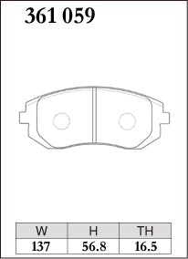 Dixcel RE Type Brake Pads - Front - Toyota GT86 ZN6 (2012-2021) - pad shape diagram