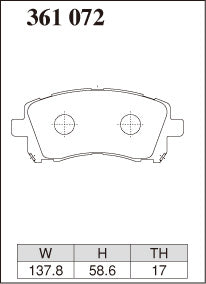 Dixcel S Type Brake Pads - Front - Subaru Forester SF5 - pad shape diagram