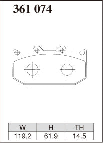 Dixcel RE Type Brake Pads - Front - Subaru Forester SF5 (STi I/II) - pad shape diagram