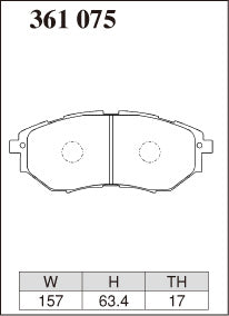 Dixcel ES Type Brake Pads - Front - Subaru Forester SJ5 (2012-2018) - pad shape diagram